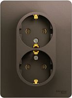 Розетка с заземлением Systeme Electric Glossa 1-м. 2 мод. шоколад картинка